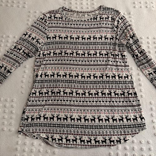 Apt. Top 9 Essentials donna M manica lunga stampa renna nuovo senza etichetta - Foto 4 di 8