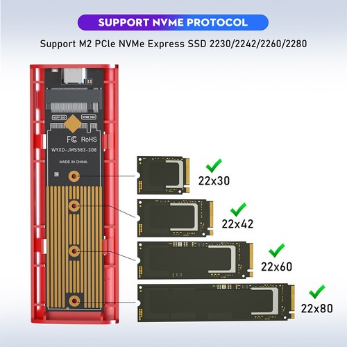 M2 SSD NVME BoîTier M.2 Vers USB 3.1 BoîTier SSD pour M.2 PCIe NVMe M Key 21541 - Photo 3/10