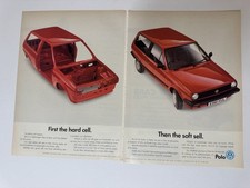 Original Vintage 1988 MK2 VW Polo C Red 86C Magazine Advert Poster Garage Retro.