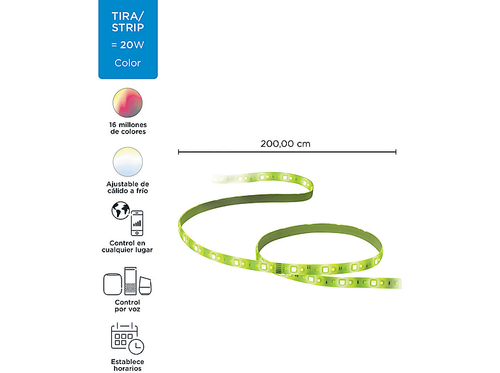Tira LED - WiZ 2m, Luz blanca y colores, WiFi, Tecnología SpaceSense, - Imagen 5 de 11