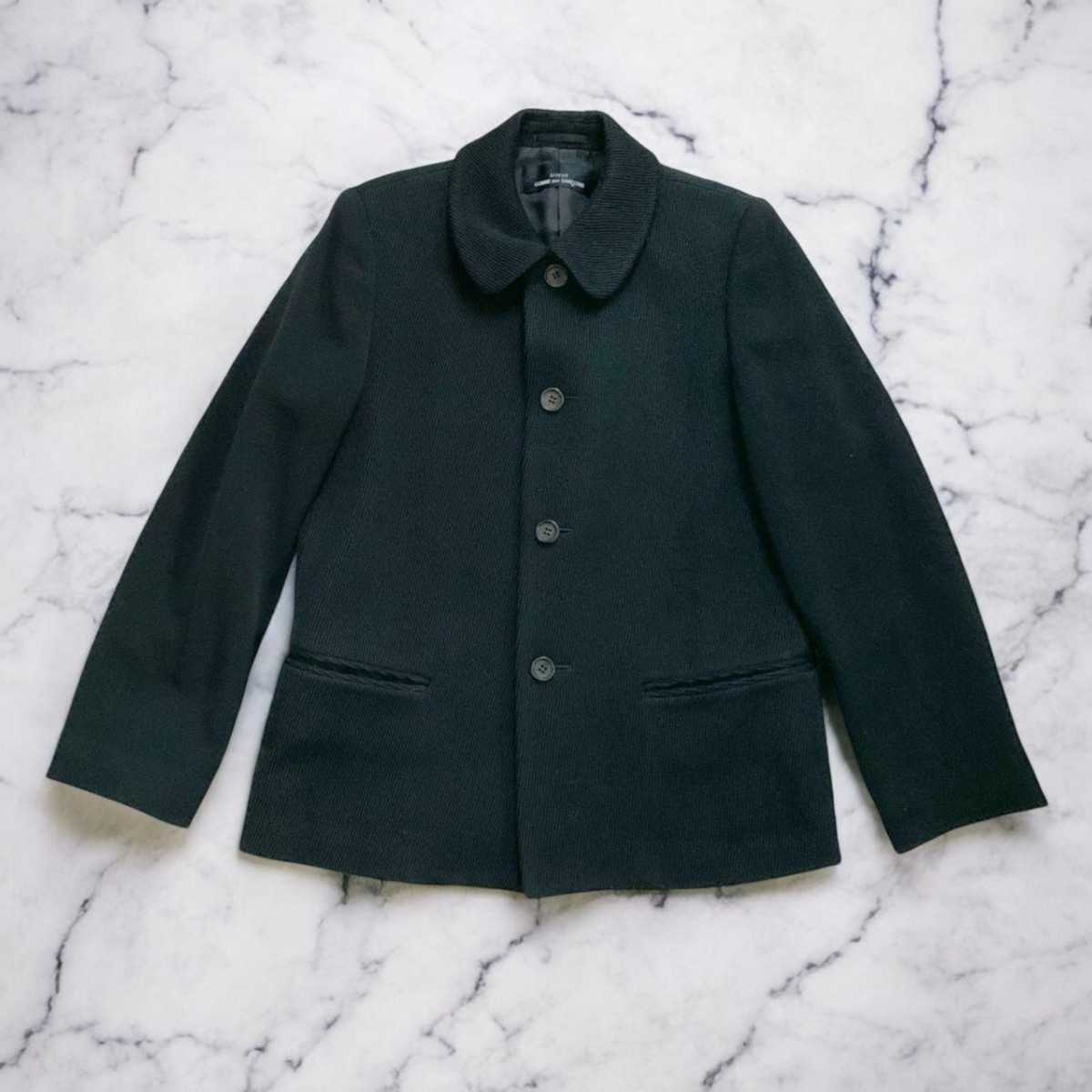 tricot COMME des GARCONS 90S Vintage Wool Jacket Court Black