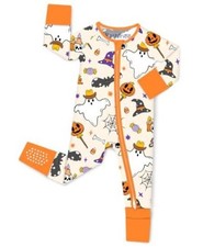 Bamboo Viscose Baby Footie Pajama, Zipper Sleeper 6-12 Months Happy Hallowboo