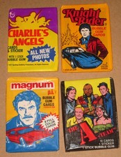 4 Unopened Tv Wax Packs - Knight Rider Charlies Angels Magnum Pi A Team 4 Unopened Tv Wax Packs - Knight Rider Charlies Angels Magnum Pi A Team