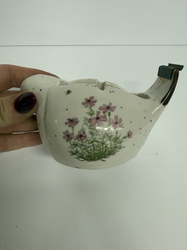 Dispensador de cinta floral mariposa pájaro cerámica de colección - Imagen 4 de 6