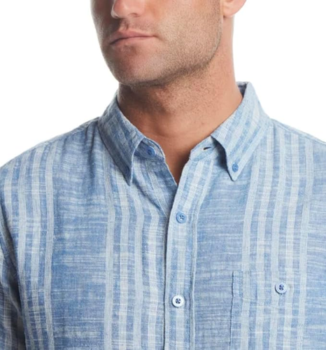 Weatherproof Vintage Men's Linen Cotton Blend Woven Shirt, Blue, XL - Picture 4 of 4