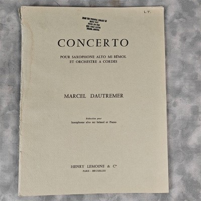 1964 Marcel Dautremer Concerto Alto Sax & Piano Sheet Music Henry Lemoine Paris