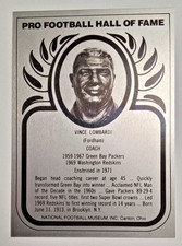 Pro Football Hall of Fame Vince Lombardi Metal