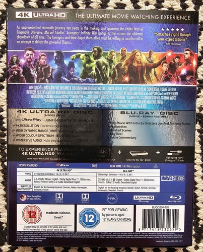 Avengers: Infinity War (2018) (4K UHD Blu-ray/Blu-ray) Schutzhülle Marvel MCU - Bild 2 von 5