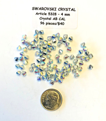 Swarovski  Bicone Beads #5328  - 4mm - CRYSTAL AB CAL - 96 Pieces