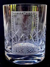 Masonic Tracing Board Cut Crystal Whisky Glass Freemason Tumbler Etched