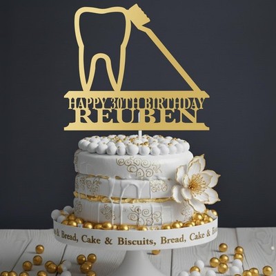 Personalisierter Zahnarzt Geburtstag Tortenaufleger doppelseitig Acryl Spiegel Party Deko
