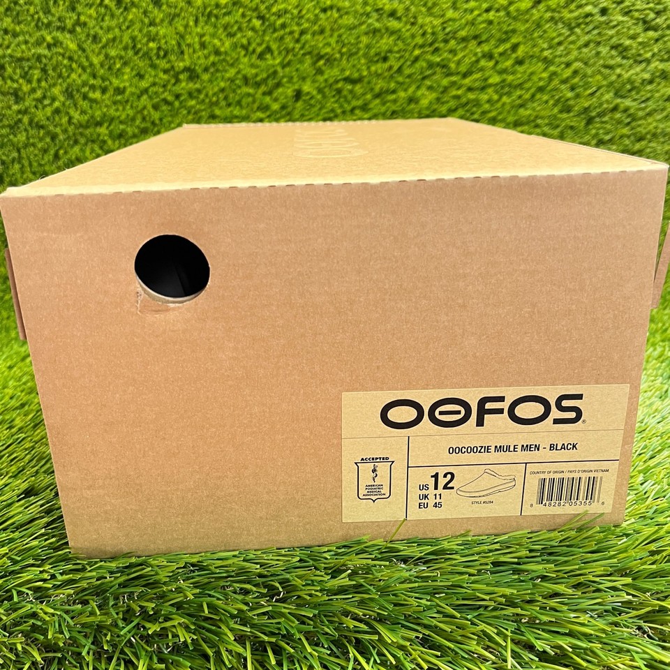Oofos OOcoozie Mules Mens Size 12 Black Slip On Comfort Recovery Shoes