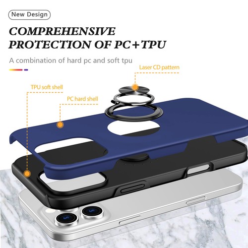 Rugged Magnetic Case with Stand Ring Holder For iPhone 16 Pro Max 16 Plus - Picture 47 of 57