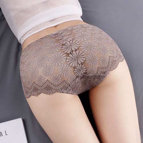 1 or 4 Pack Ladies High Waist Briefs Sexy Lace French Knickers Lingerie Panties - Picture 2 of 25