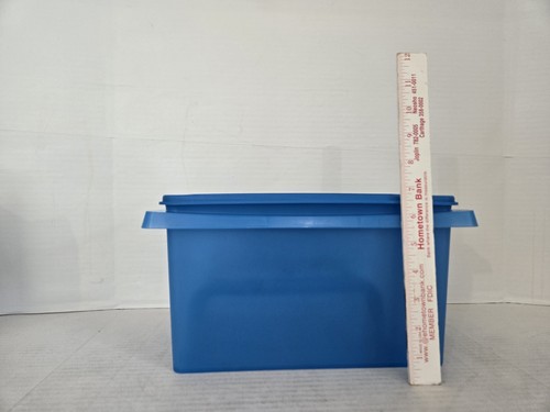 Tupperware Carry All Blue Craft Lunch/Tool/Tackle Box & Handle 1431 FREE SHIP - Picture 2 of 9