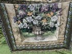 Tapestry Type Throw Vase Of Flowers Cotton Mix? Fringed 180x125cm (B2