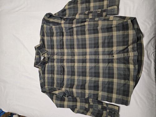 Poncho Shirt Mens XL Black Gray Olive Plaid Button Down Long Sleeve Workwear - Bild 4 von 10
