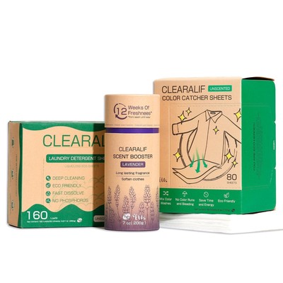 All In One Laundry Kit. 80 Sheets Unscented Laundry Sheets, 7 oz Lavender Sce...