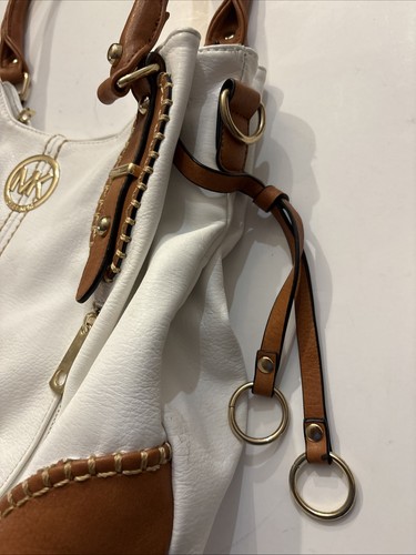Michael Kors White And Brown Leather Purse Handbag As Seen - Bild 10 von 16