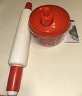 Tupperware QuickChef Manual Food Processor. Red/Clear With Rolling Pin