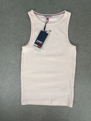 Tommy Jeans débardeur femme rose côtelé col rond ajusté coton élasthanne XS - Photo 1/4