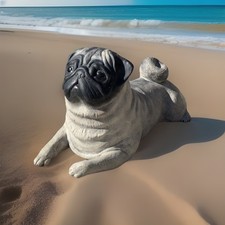 Realistic Decorative Statue  15.5  L Pug Dog Figurine  life-size pug Dog