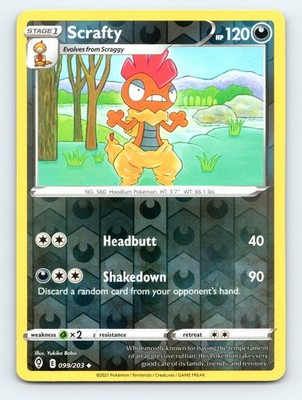 Pokemon SWSH07: Evolving Skies Scrafty 099/203 NM Rev Holo