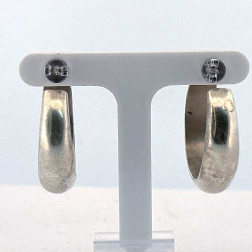 Estate Sterling Silver 925 Wide Hoop Earrings 1.18" 12.2g Classic Polished - Picture 3 of 8