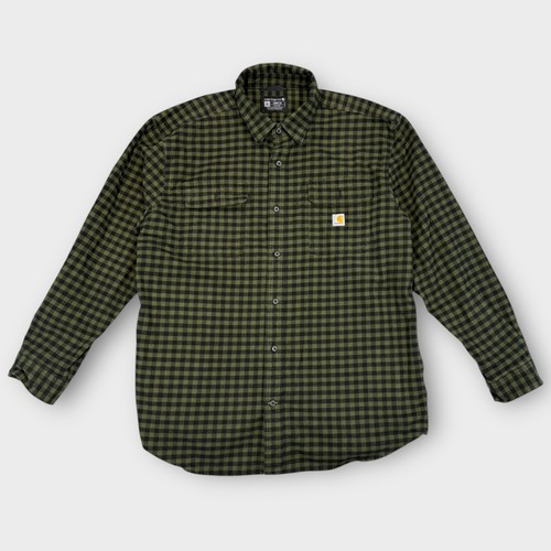 Carhartt Herren Loose Fit Plaid Flanell Baumwolle Grün Schwarz Langarm Gr. XL - Bild 2 von 12