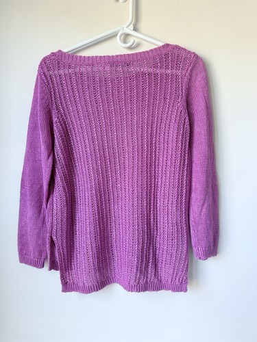 Tommy Bahama Damen Leinen Kragen Pullover Gr. M Lila Rosa Beachy Boho - Bild 2 von 7