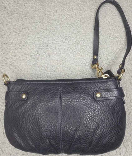 COACH Dark Purple Pebbled Leather Wristlet - Picture 3 of 5