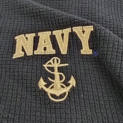 Landway Navy Logo Embroidered Soft Shell Jacket Mens L Full Zip Military Pockets - Picture 2 of 12