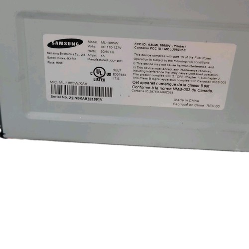 Samsung ML-1865W Wireless Monochrome Laser Printer 2240 Page Cnt- New Ink- Used - Picture 4 of 5