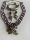 HEIDI DAUS PURPLE CRYSTAL PASSION ROSE NECKLACE,  EARRINGS BANGLE 💜 — photo 2