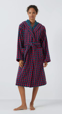 Margo Selby Cotton Hooded Bath Robe – Brondesbury Red/Multi, S/M