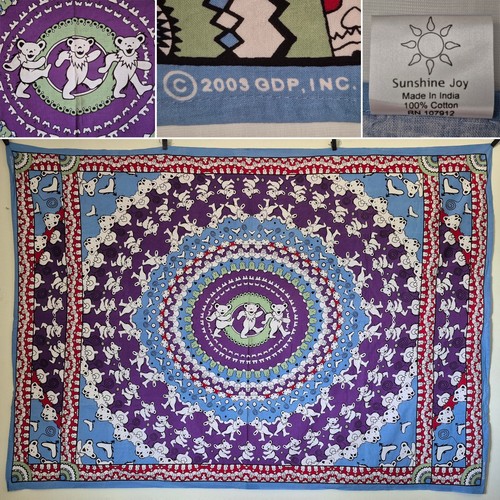 Tapiz 3D Grateful Dead Mandala Dancing Bears 82x60" Sunshine Joy 2003 de colección - Imagen 1 de 20