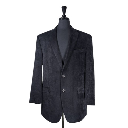 Chaps Ralph Lauren Mens 44L Blazer Black Corduroy Sport Coat Jacket 2 Button - Picture 1 of 10