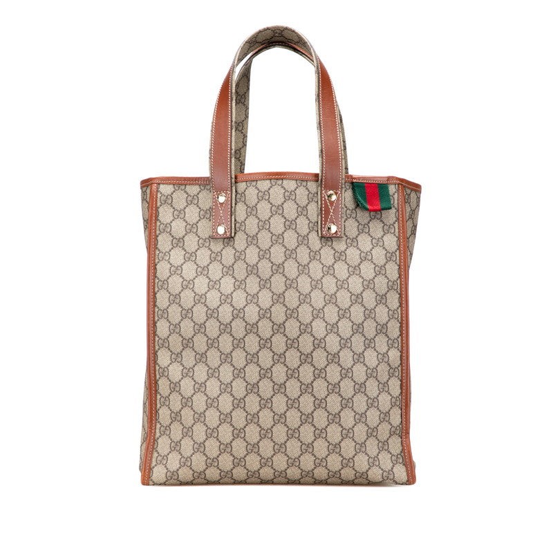Gucci GG Supreme PVC Tote Bag in Monogram Canvas with Leather Trim