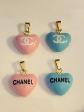 Lot Of 4 Small Chanel Zipper Pull Button Stamped Charms