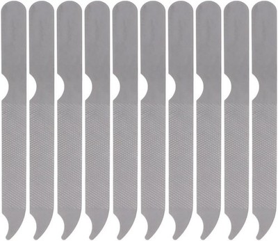 10Pk Stainless Steel Nail File Double SideFingernail Toenail Buffer PedicureTool