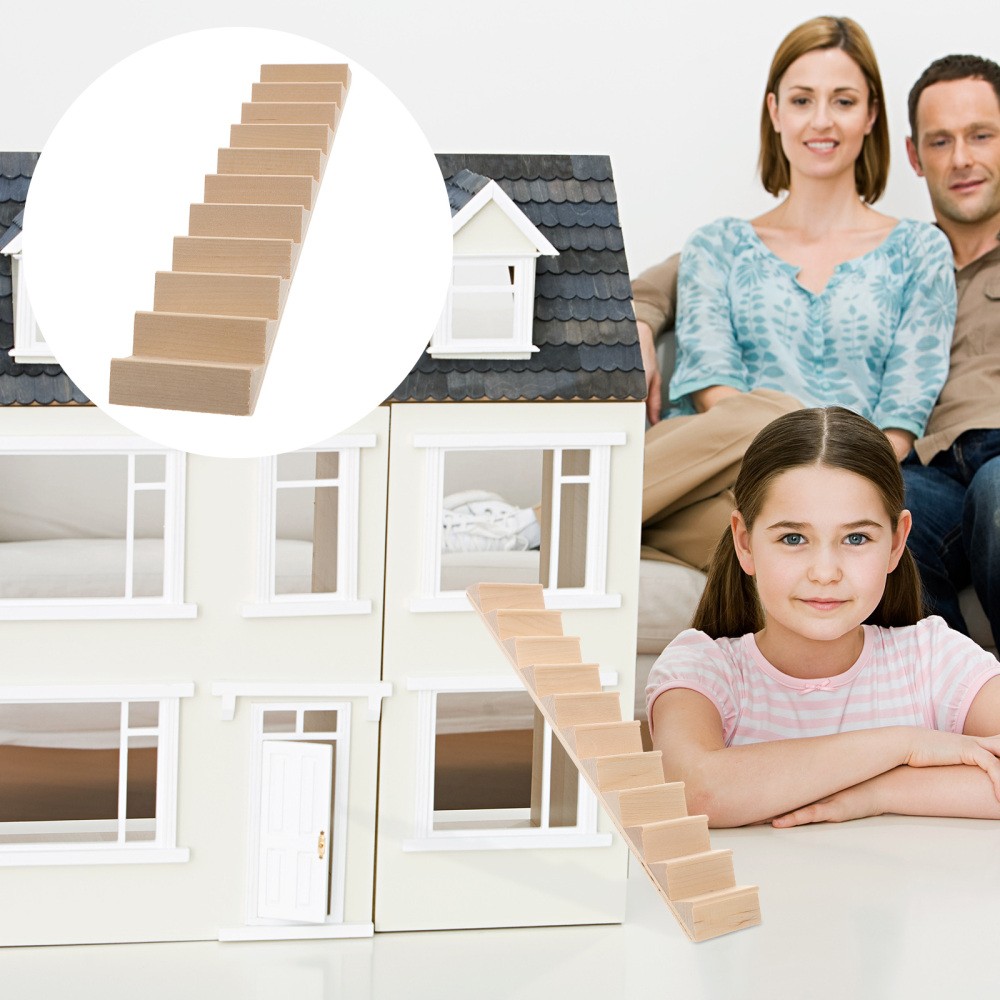 Mini Wooden Dollhouse Stairs 1:12 Scale Child Furniture