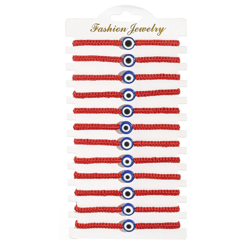 12 Stck./Set Blaues Auge Charms Armband für Frauen Männer Verstellbar Rotes Seil Geflecht Kette - Bild 16 von 24