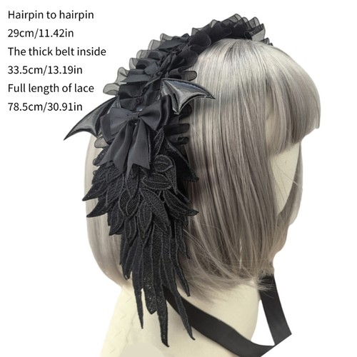 Decorative Lace Headband with Wing Stylish Hair Ornament for Enthusiasts - Picture 8 of 8
