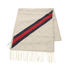 GUCCI GG pattern Scarf 5706033G2009568 wool Beige Navy Red NEW unisex