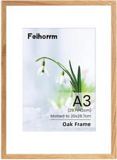 A3 Picture Frame, Solid Oak Wood A3?30x42 cm Photo Frame, A3 Frame with Mount