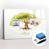 Glas Magnetboard Mit Schwamm Marker Magneten Set BüRo Familienstammbaum 60X40 Cm