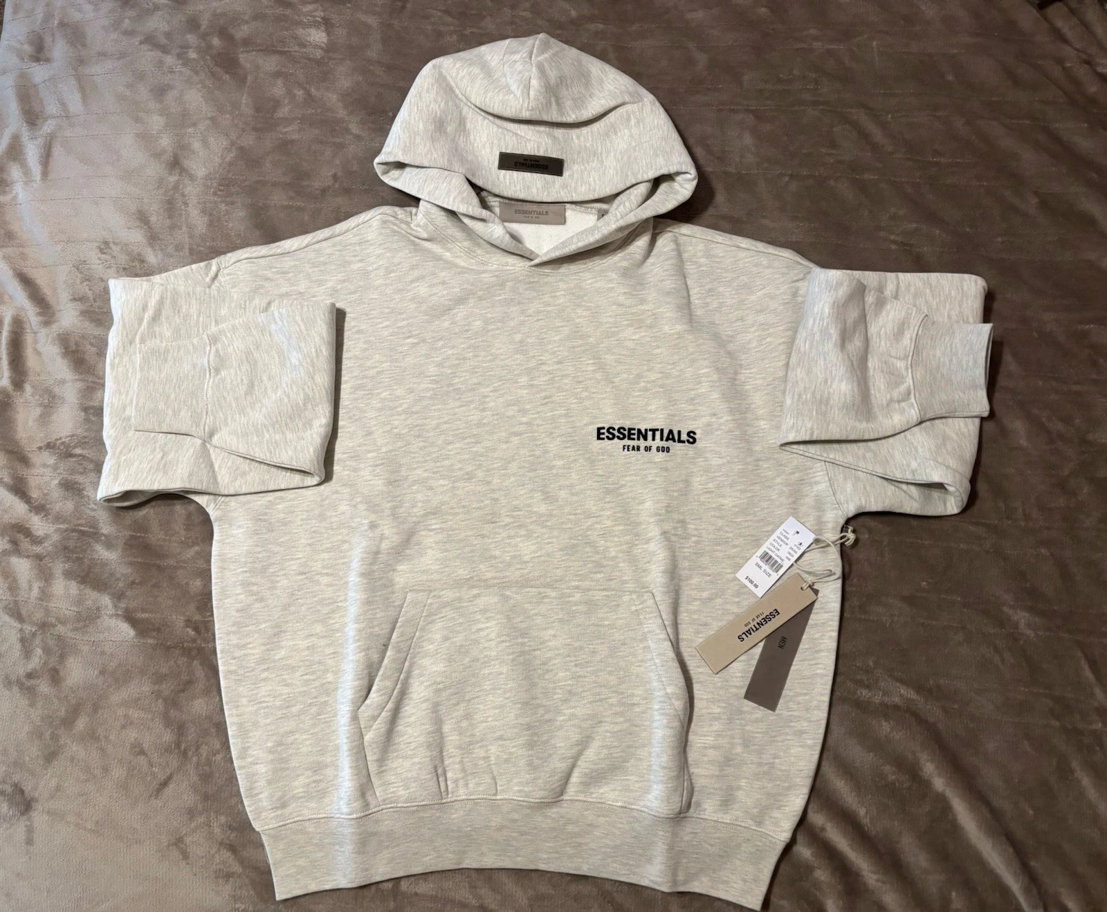 NUOVA Felpa con Cappuccio Fear of God Essentials Farina d'Avena Leggera Taglia Small 100% Autentica ✅
