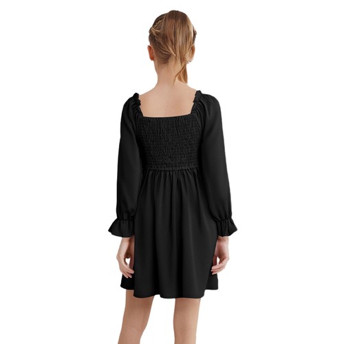 Kinder Mädchen Kleid Geburtstagskleider geraffte Kleider Urlaub eckiger Ausschnitt Picknick Herbst - Bild 40 von 92