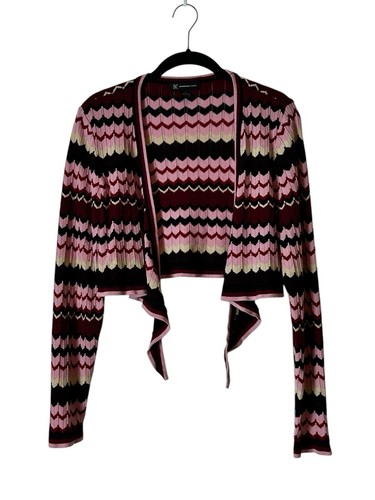 Vintage 2000s INC Crochet Knit Cardigan Crop Sweater Boho Hippie Y2K Size Large - Picture 4 of 5