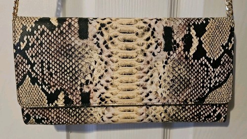 Nordstrom Selena Embossed Snakeskin Leather Clutch Purse Crossbody NWOT - Picture 1 of 11